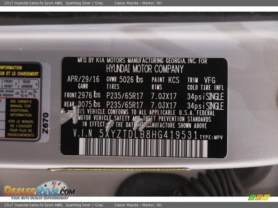 2017 Hyundai Santa Fe Sport AWD Sparkling Silver / Gray Photo #21