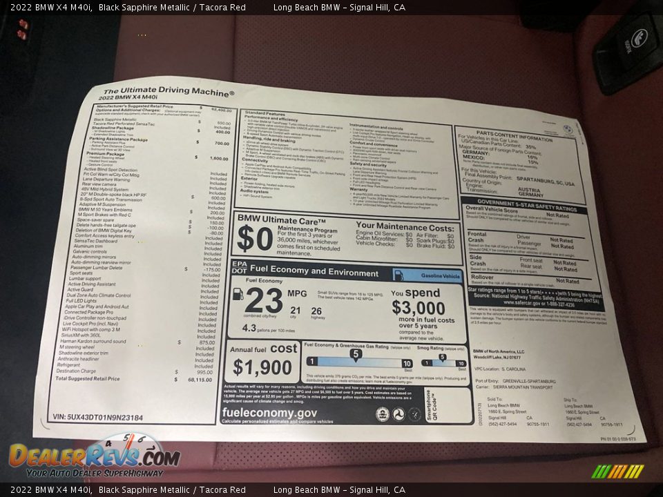 2022 BMW X4 M40i Window Sticker Photo #26