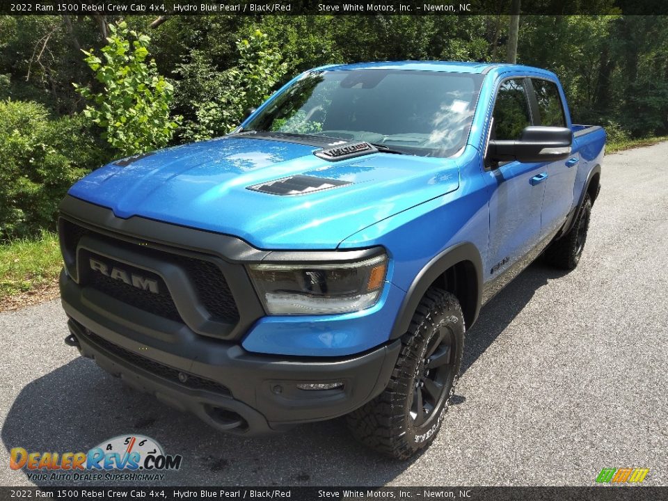 2022 Ram 1500 Rebel Crew Cab 4x4 Hydro Blue Pearl / Black/Red Photo #2