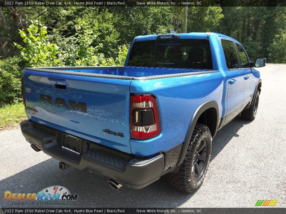 2022 Ram 1500 Rebel Crew Cab 4x4 Hydro Blue Pearl / Black/Red Photo #6