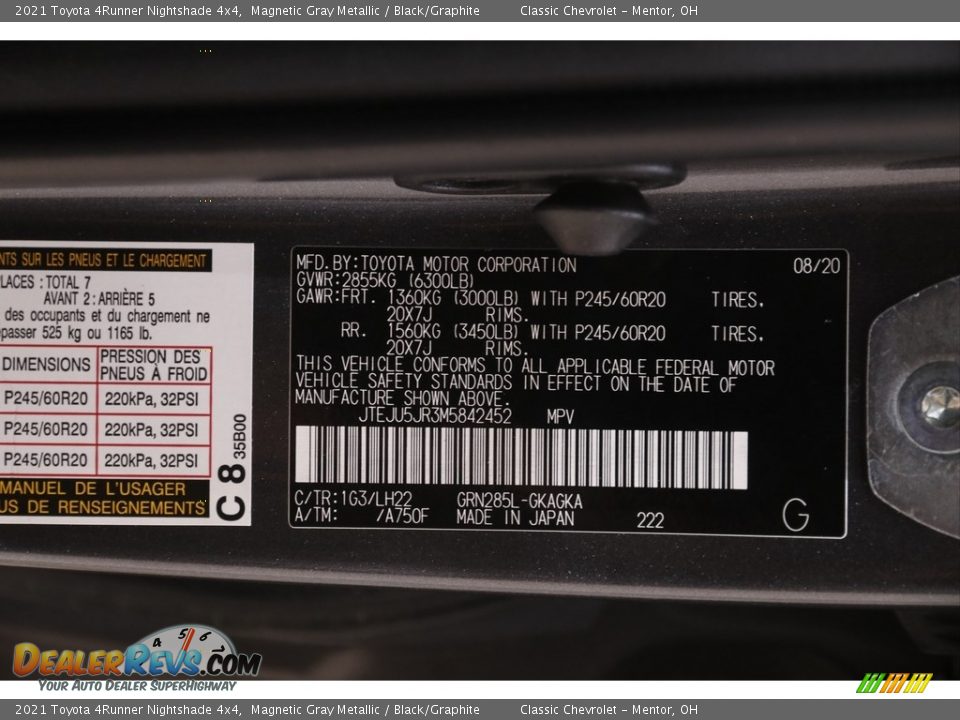 2021 Toyota 4Runner Nightshade 4x4 Magnetic Gray Metallic / Black/Graphite Photo #24