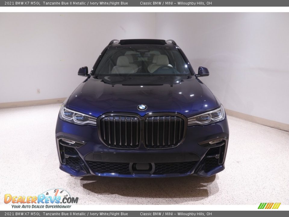 2021 BMW X7 M50i Tanzanite Blue II Metallic / Ivory White/Night Blue Photo #2