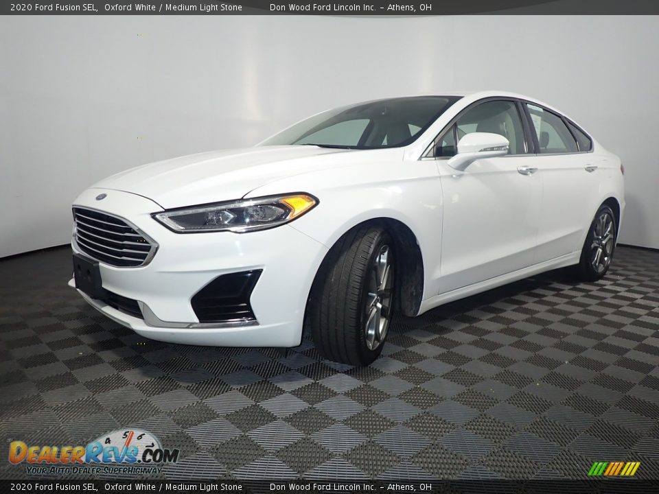 2020 Ford Fusion SEL Oxford White / Medium Light Stone Photo #8