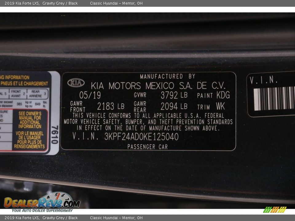 2019 Kia Forte LXS Gravity Grey / Black Photo #20