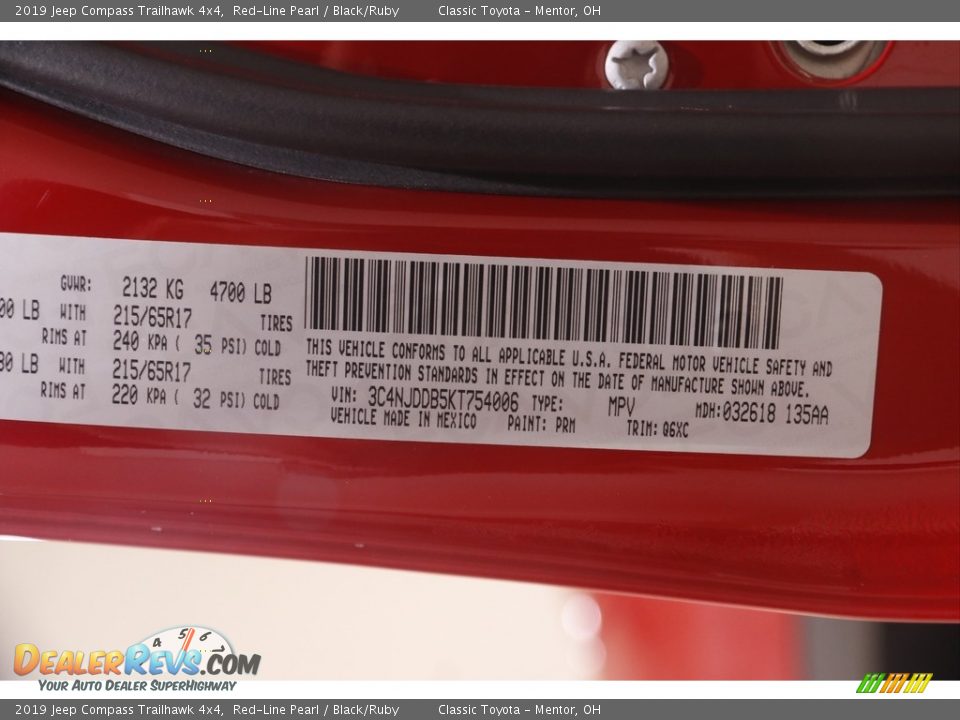 2019 Jeep Compass Trailhawk 4x4 Red-Line Pearl / Black/Ruby Photo #23