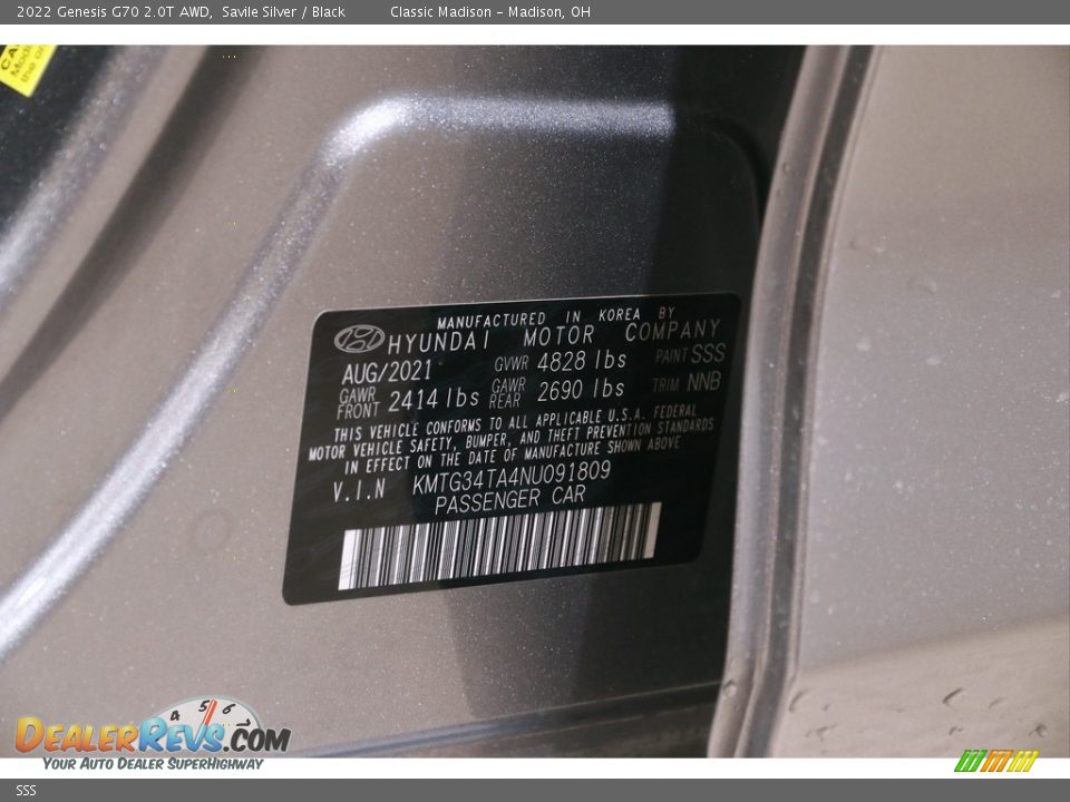 Genesis Color Code SSS Savile Silver