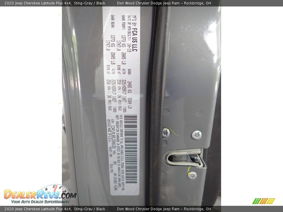 2020 Jeep Cherokee Latitude Plus 4x4 Sting-Gray / Black Photo #33