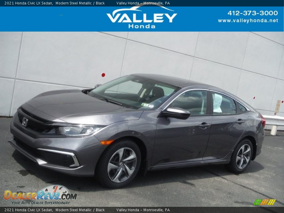 2021 Honda Civic LX Sedan Modern Steel Metallic / Black Photo #1