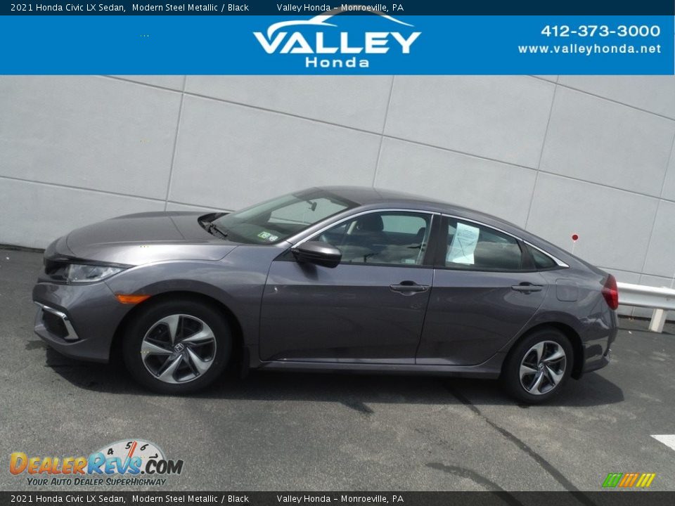 2021 Honda Civic LX Sedan Modern Steel Metallic / Black Photo #2