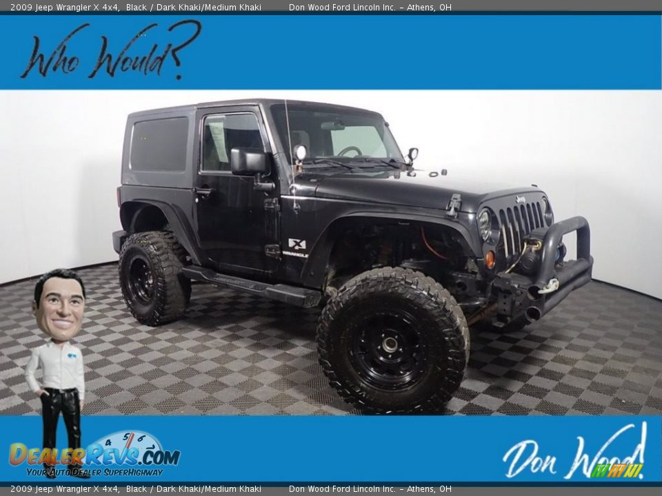 2009 Jeep Wrangler X 4x4 Black / Dark Khaki/Medium Khaki Photo #1