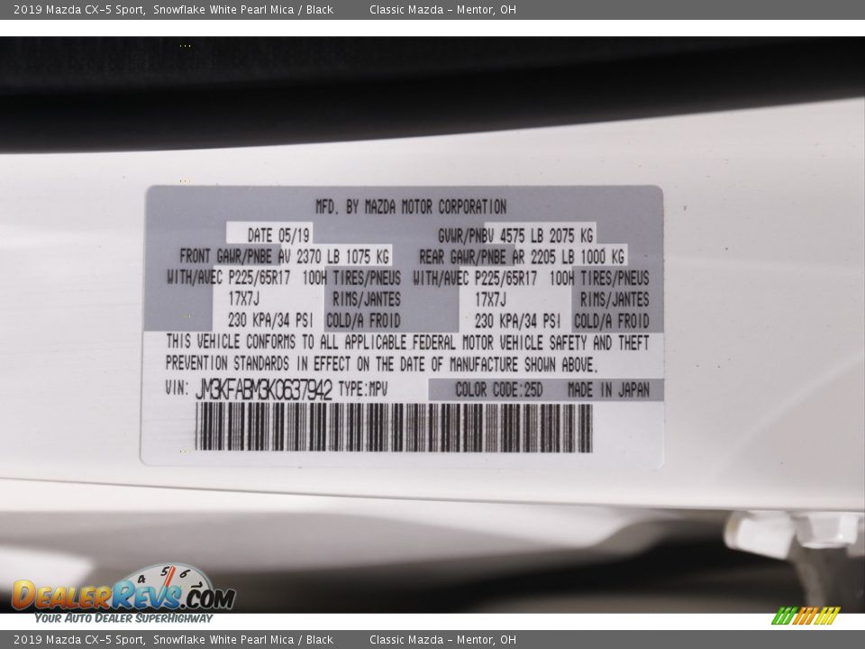 2019 Mazda CX-5 Sport Snowflake White Pearl Mica / Black Photo #19