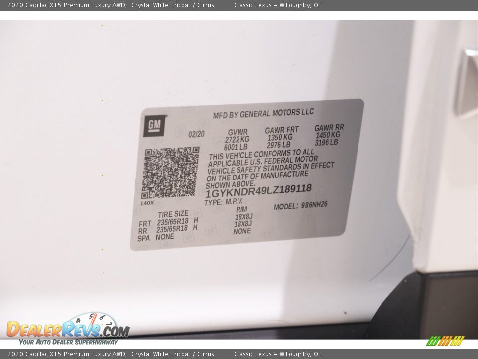 2020 Cadillac XT5 Premium Luxury AWD Crystal White Tricoat / Cirrus Photo #22
