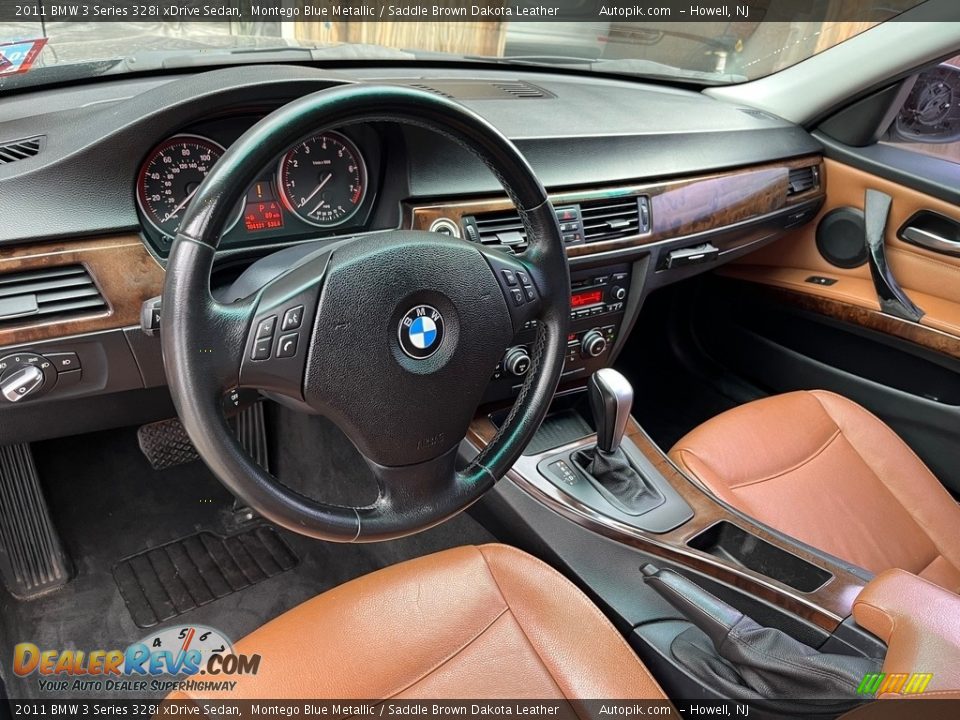 2011 BMW 3 Series 328i xDrive Sedan Montego Blue Metallic / Saddle Brown Dakota Leather Photo #7