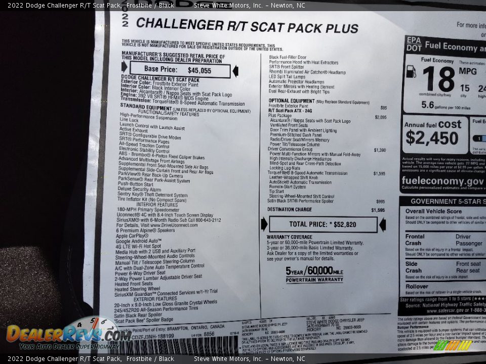 2022 Dodge Challenger R/T Scat Pack Frostbite / Black Photo #26