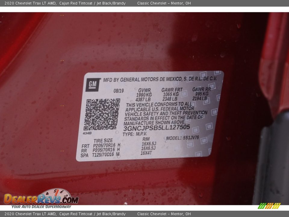 2020 Chevrolet Trax LT AWD Cajun Red Tintcoat / Jet Black/Brandy Photo #21