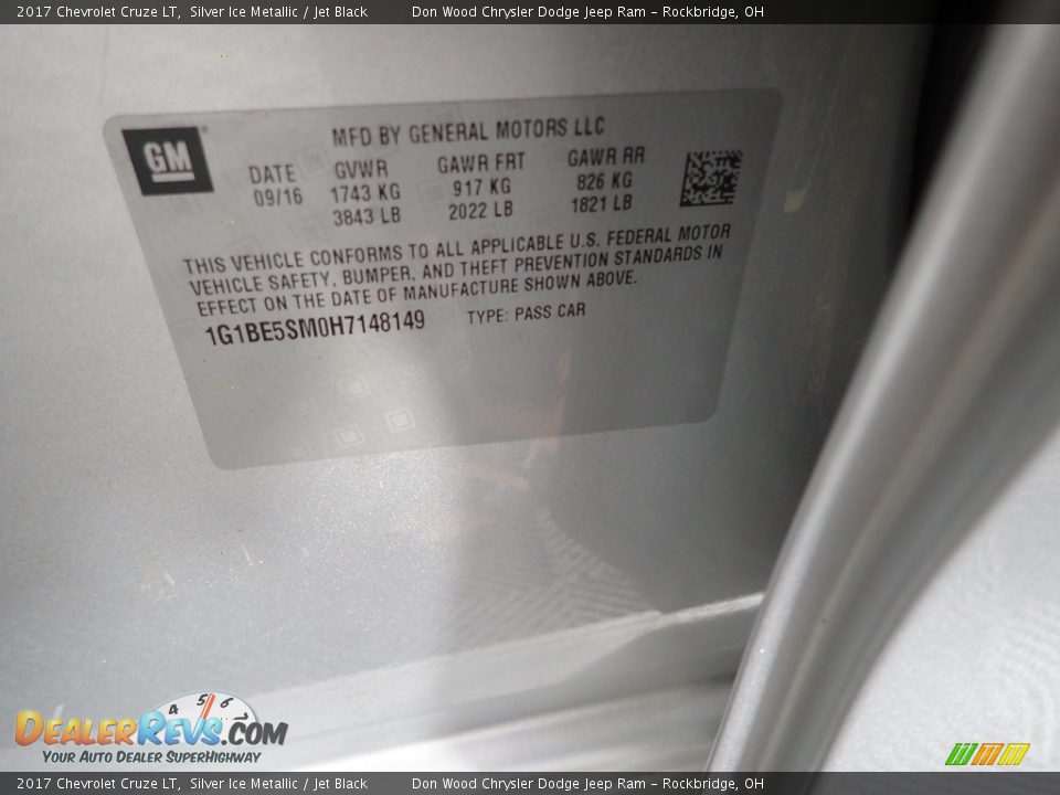 2017 Chevrolet Cruze LT Silver Ice Metallic / Jet Black Photo #31