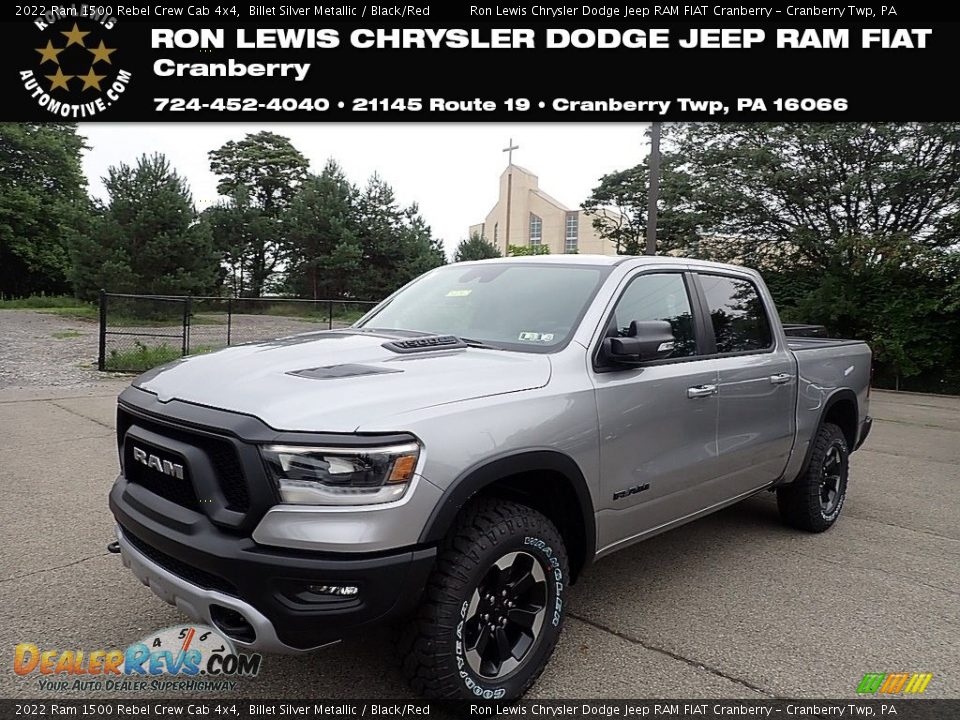 2022 Ram 1500 Rebel Crew Cab 4x4 Billet Silver Metallic / Black/Red Photo #1