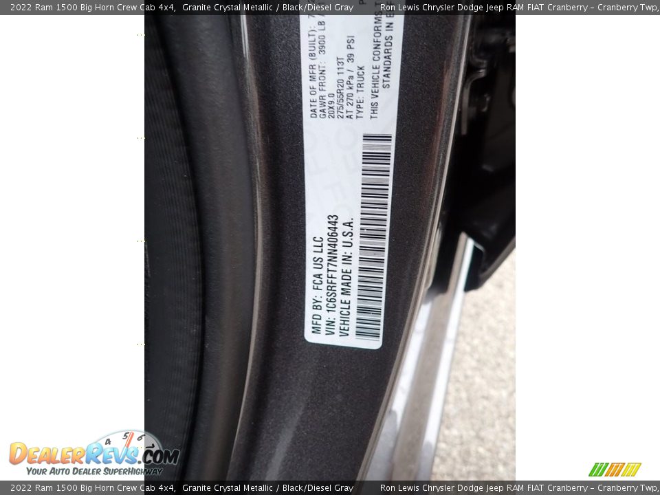 2022 Ram 1500 Big Horn Crew Cab 4x4 Granite Crystal Metallic / Black/Diesel Gray Photo #20