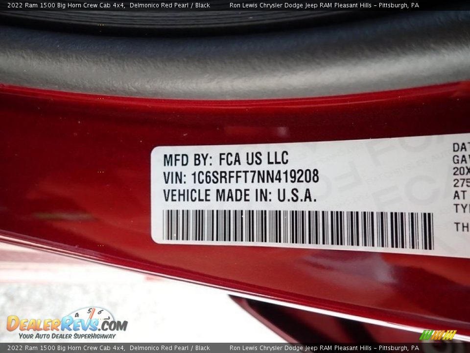 2022 Ram 1500 Big Horn Crew Cab 4x4 Delmonico Red Pearl / Black Photo #15