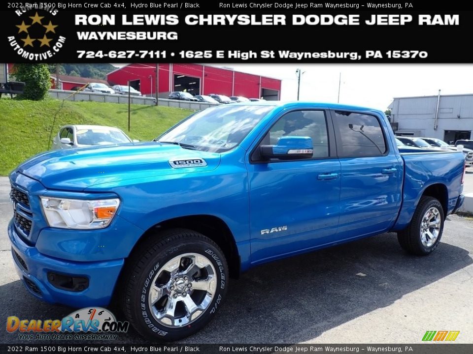 2022 Ram 1500 Big Horn Crew Cab 4x4 Hydro Blue Pearl / Black Photo #1