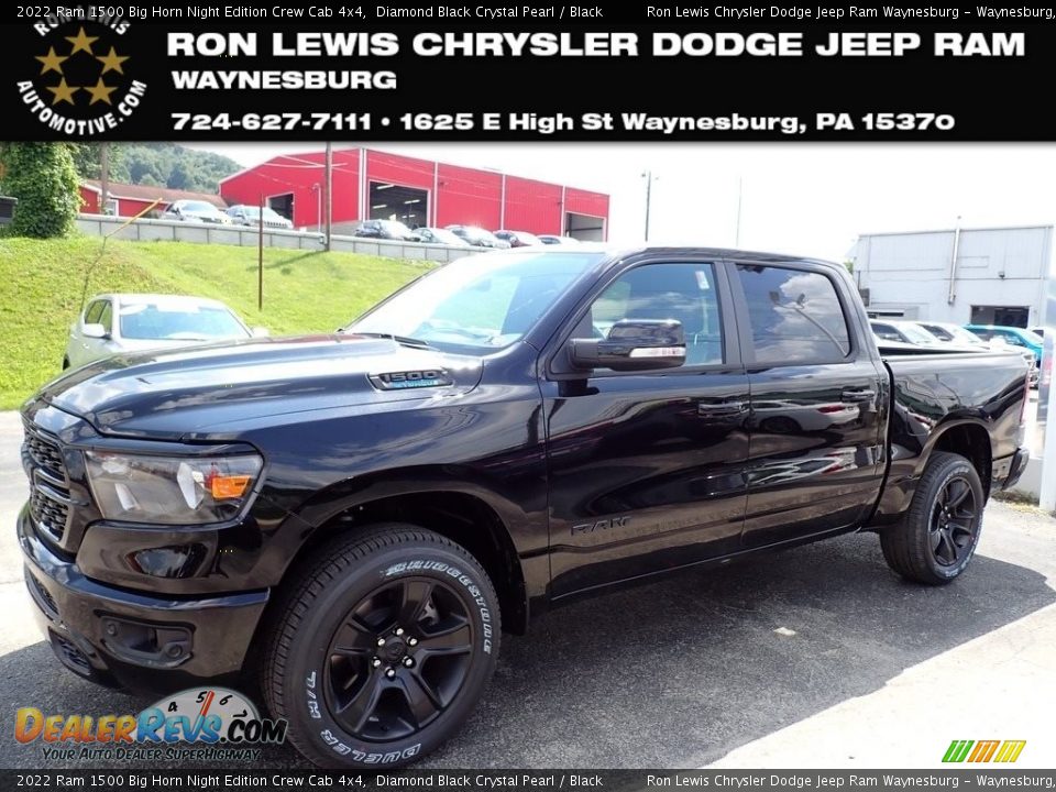 2022 Ram 1500 Big Horn Night Edition Crew Cab 4x4 Diamond Black Crystal Pearl / Black Photo #1