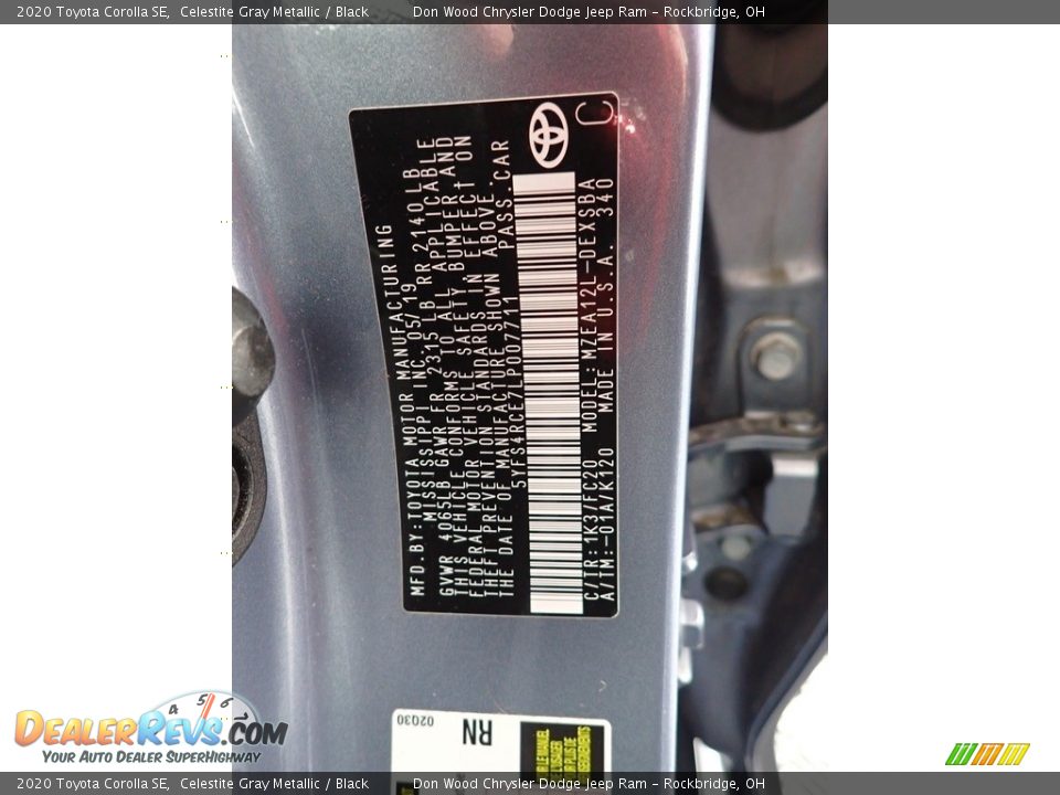 2020 Toyota Corolla SE Celestite Gray Metallic / Black Photo #31