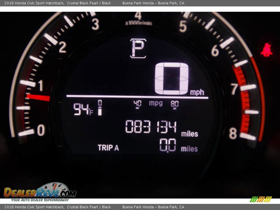 2018 Honda Civic Sport Hatchback Crystal Black Pearl / Black Photo #6
