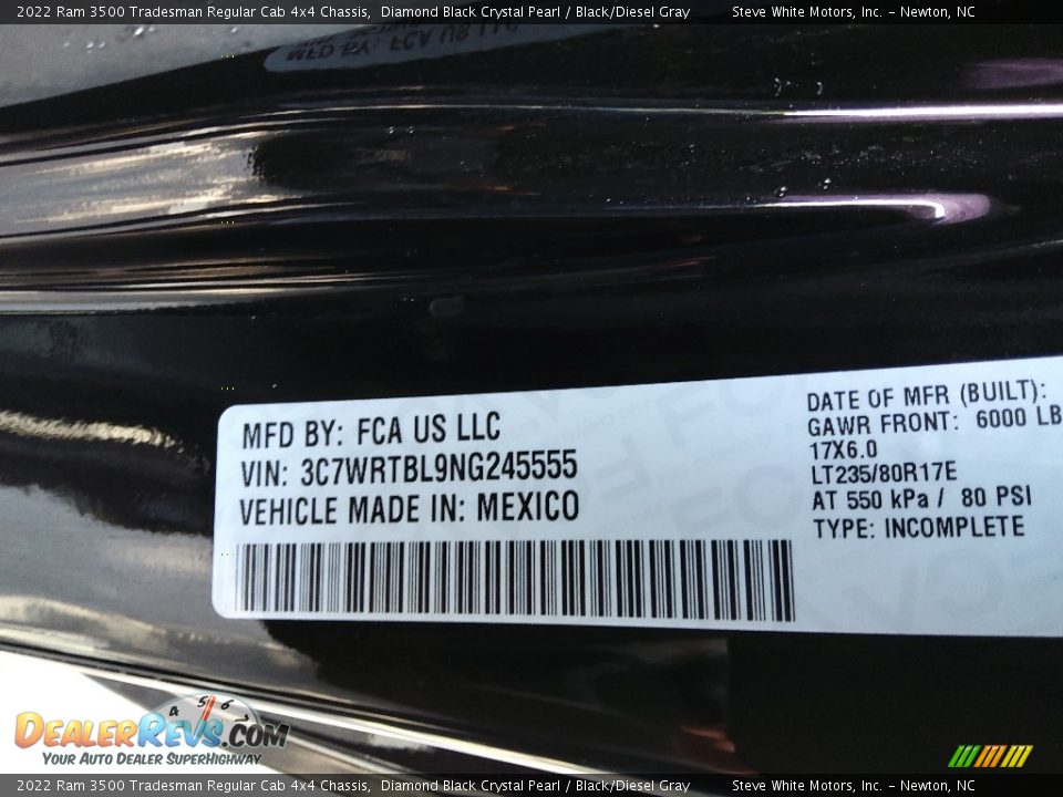 2022 Ram 3500 Tradesman Regular Cab 4x4 Chassis Diamond Black Crystal Pearl / Black/Diesel Gray Photo #23