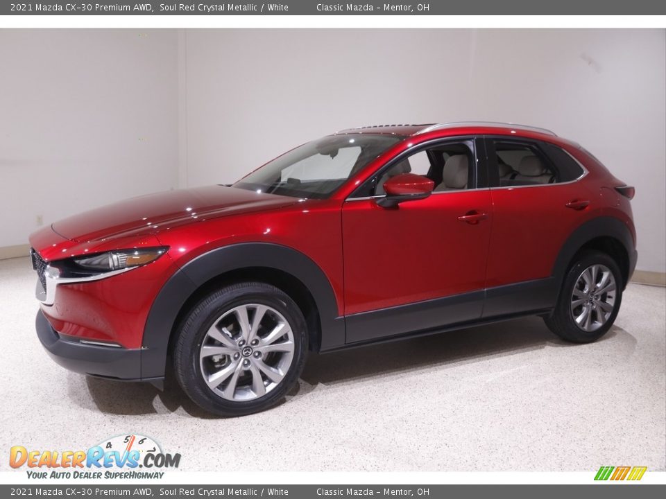 2021 Mazda CX-30 Premium AWD Soul Red Crystal Metallic / White Photo #3