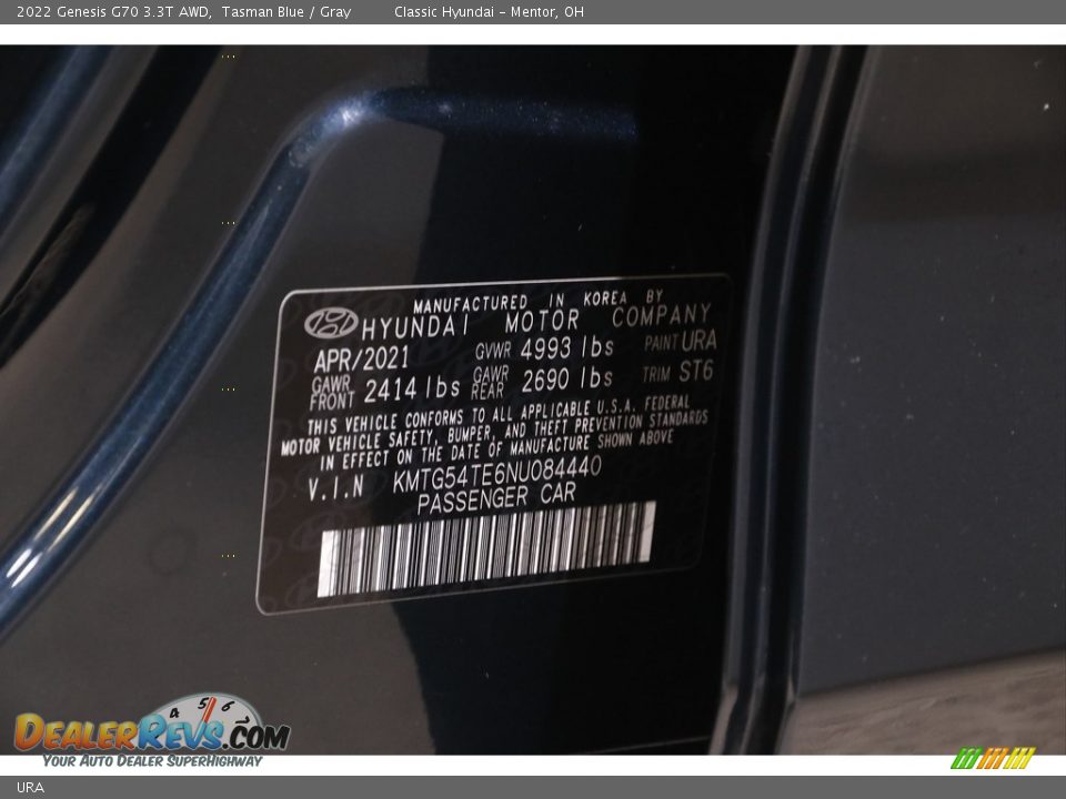 Genesis Color Code URA Tasman Blue