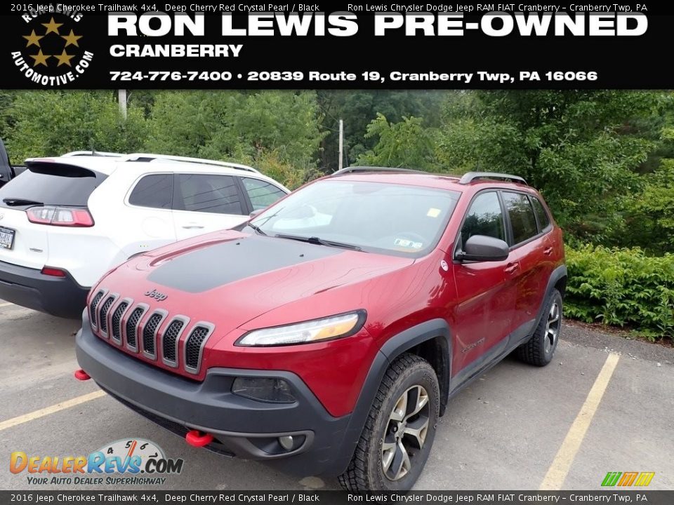 2016 Jeep Cherokee Trailhawk 4x4 Deep Cherry Red Crystal Pearl / Black Photo #1