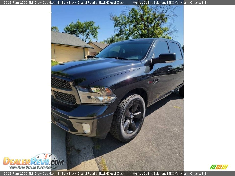 2018 Ram 1500 SLT Crew Cab 4x4 Brilliant Black Crystal Pearl / Black/Diesel Gray Photo #1