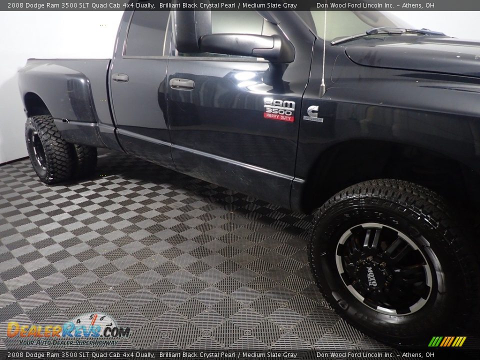 2008 Dodge Ram 3500 SLT Quad Cab 4x4 Dually Brilliant Black Crystal Pearl / Medium Slate Gray Photo #3