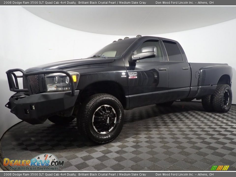2008 Dodge Ram 3500 SLT Quad Cab 4x4 Dually Brilliant Black Crystal Pearl / Medium Slate Gray Photo #7