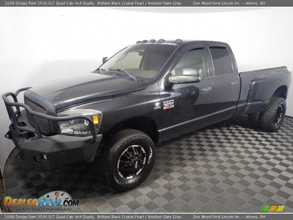 2008 Dodge Ram 3500 SLT Quad Cab 4x4 Dually Brilliant Black Crystal Pearl / Medium Slate Gray Photo #8