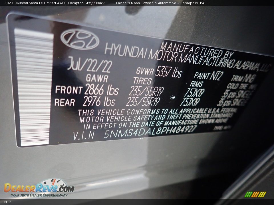 Hyundai Color Code NT2 Hampton Gray