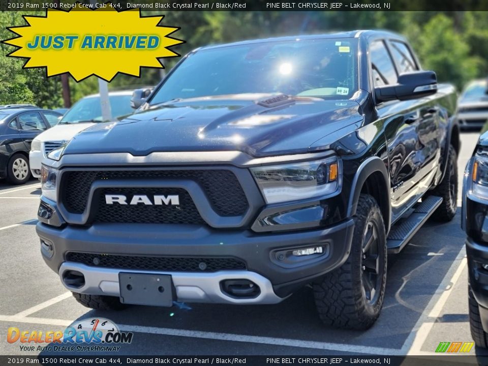 2019 Ram 1500 Rebel Crew Cab 4x4 Diamond Black Crystal Pearl / Black/Red Photo #1