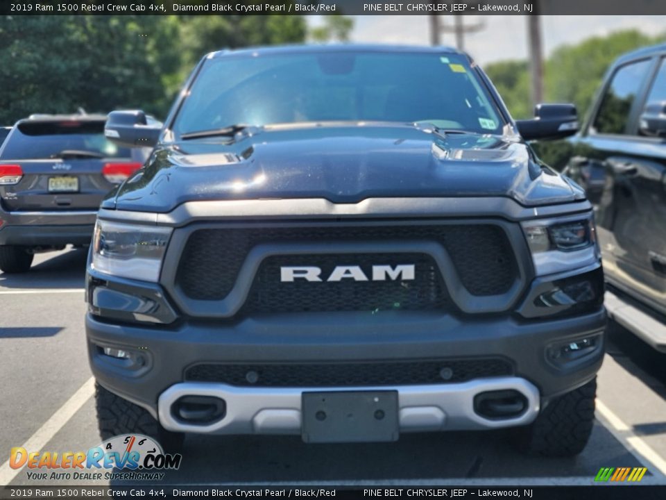 2019 Ram 1500 Rebel Crew Cab 4x4 Diamond Black Crystal Pearl / Black/Red Photo #2