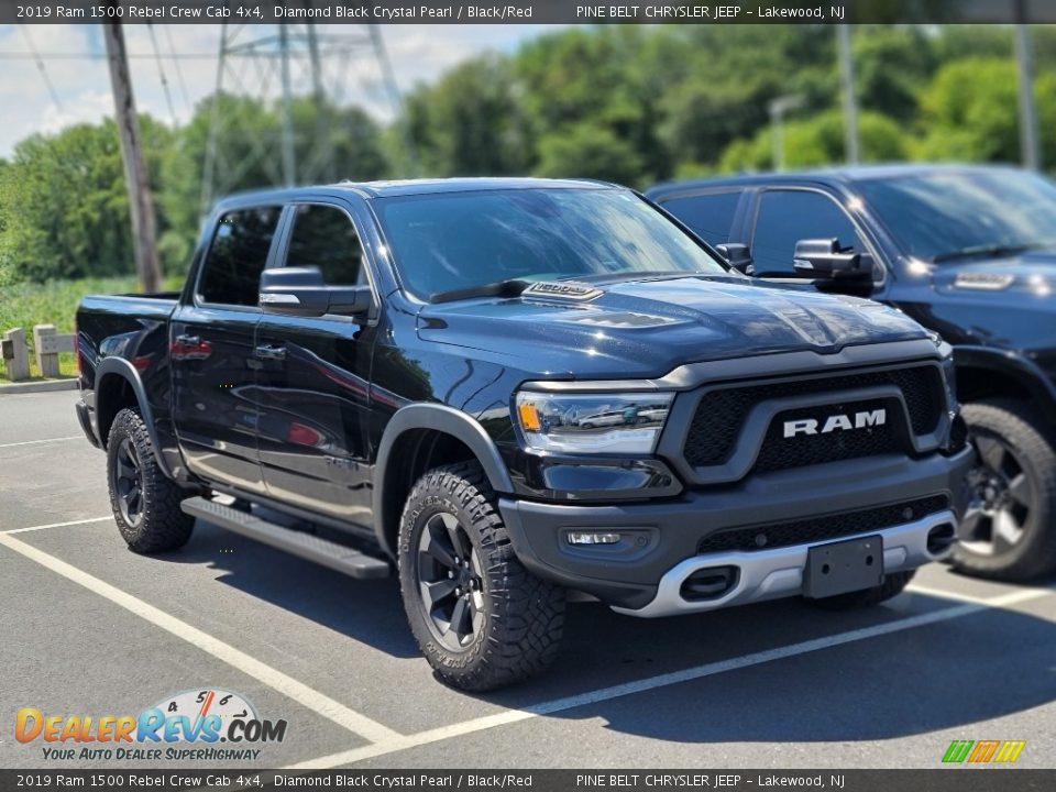 2019 Ram 1500 Rebel Crew Cab 4x4 Diamond Black Crystal Pearl / Black/Red Photo #3