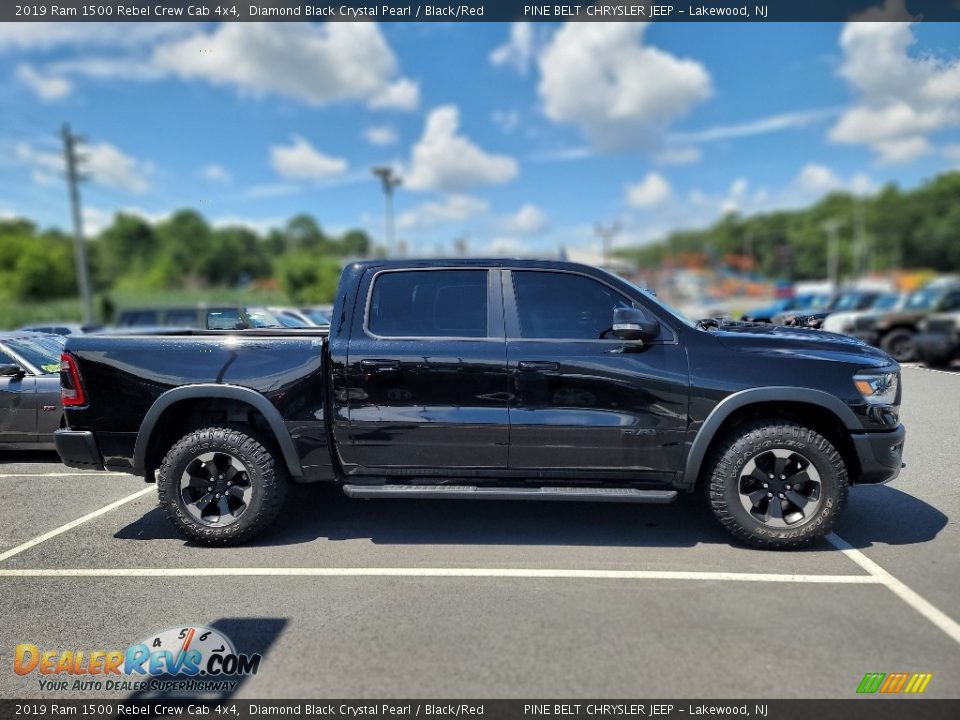 2019 Ram 1500 Rebel Crew Cab 4x4 Diamond Black Crystal Pearl / Black/Red Photo #5