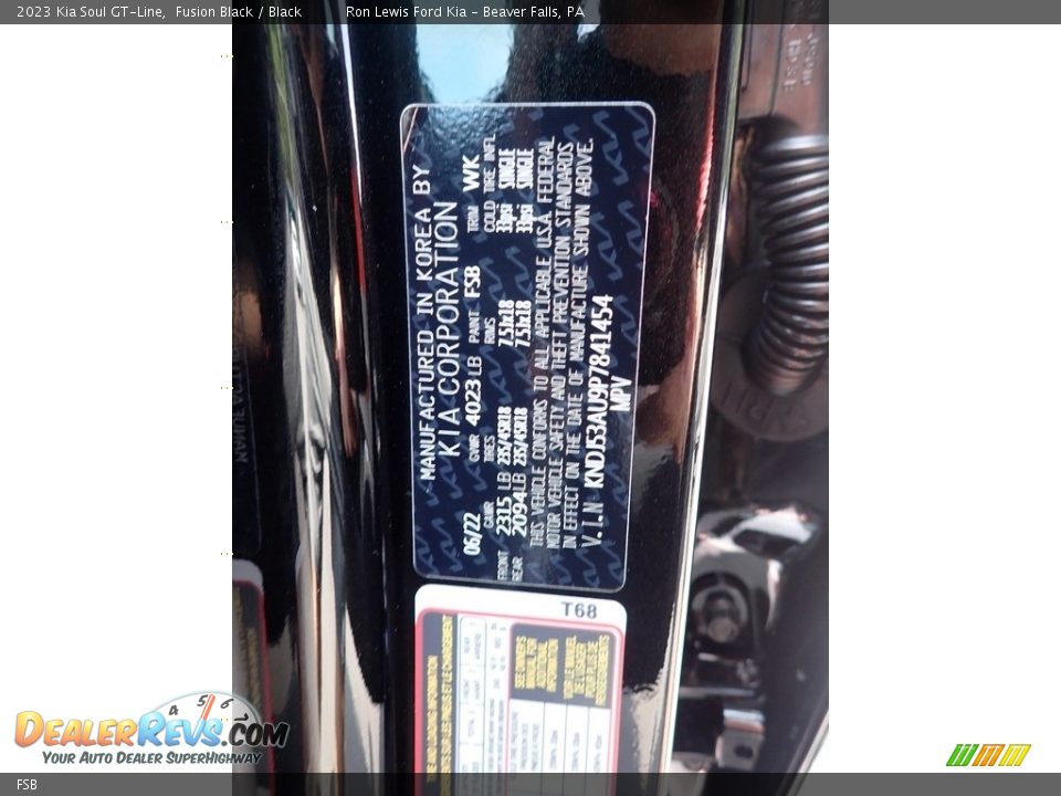 Kia Color Code FSB Fusion Black