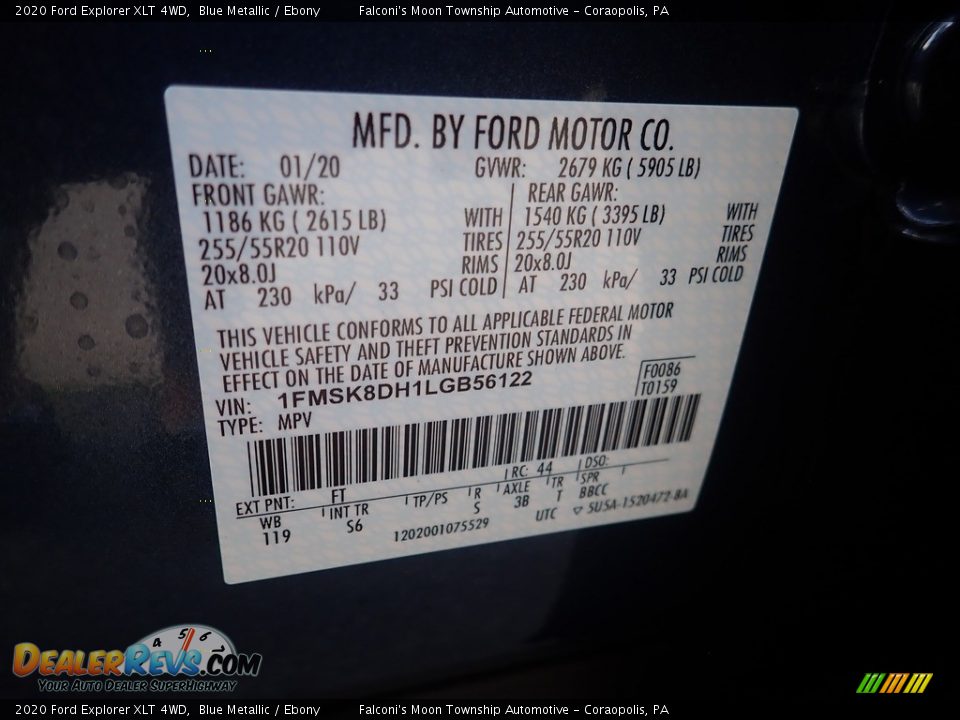 2020 Ford Explorer XLT 4WD Blue Metallic / Ebony Photo #27