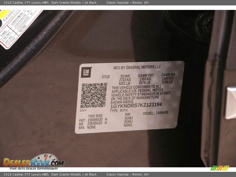 2019 Cadillac XT5 Luxury AWD Dark Granite Metallic / Jet Black Photo #23