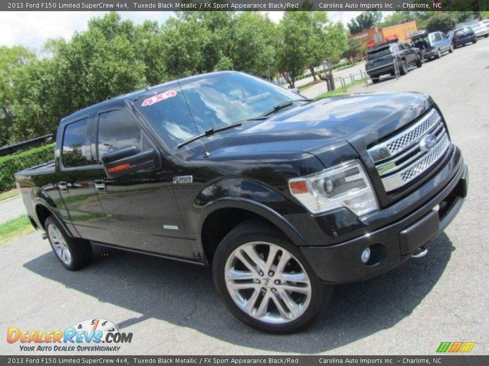 2013 Ford F150 Limited SuperCrew 4x4 Tuxedo Black Metallic / FX Sport Appearance Black/Red Photo #3