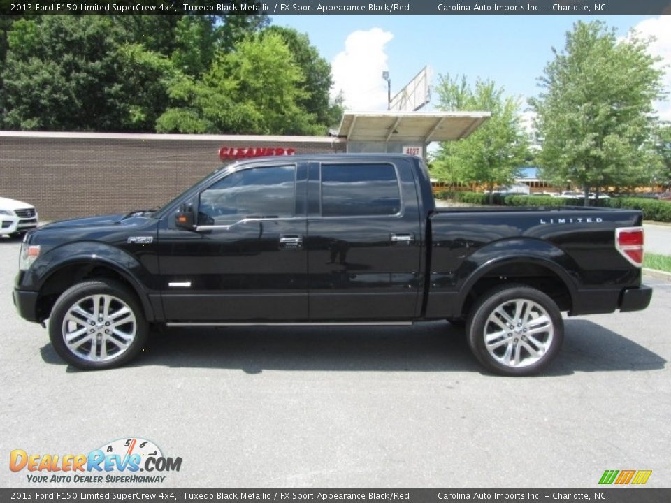 2013 Ford F150 Limited SuperCrew 4x4 Tuxedo Black Metallic / FX Sport Appearance Black/Red Photo #7