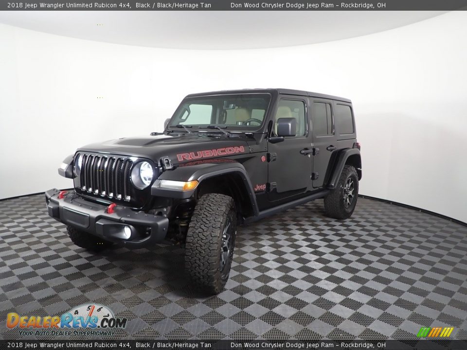 2018 Jeep Wrangler Unlimited Rubicon 4x4 Black / Black/Heritage Tan Photo #7