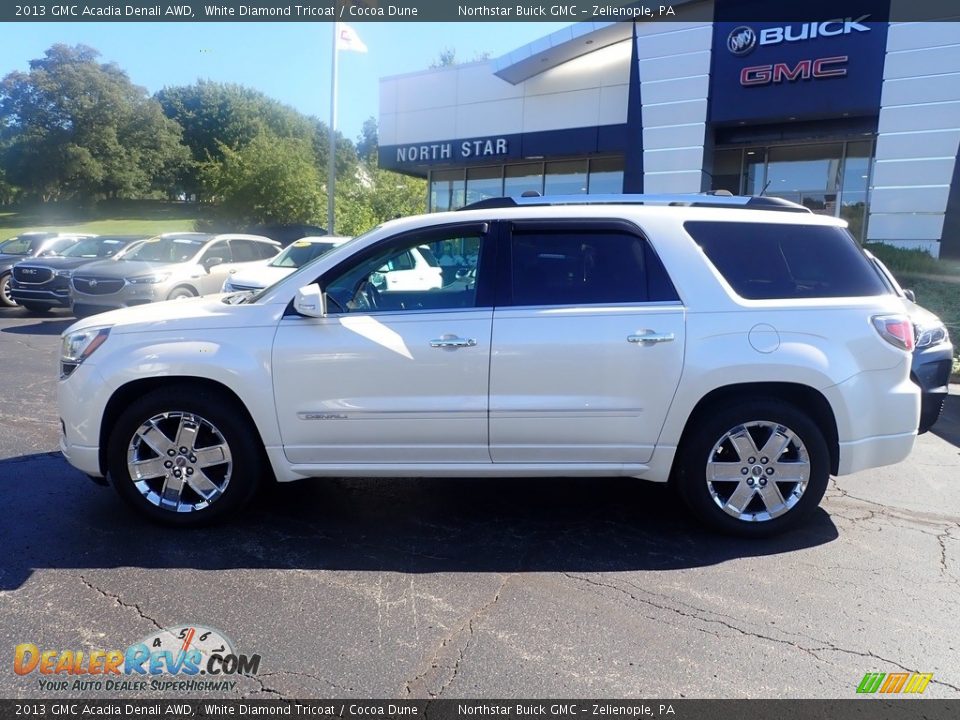 2013 GMC Acadia Denali AWD White Diamond Tricoat / Cocoa Dune Photo #2