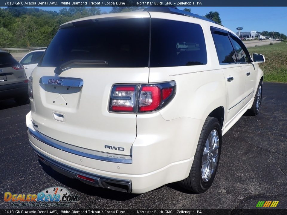 2013 GMC Acadia Denali AWD White Diamond Tricoat / Cocoa Dune Photo #7