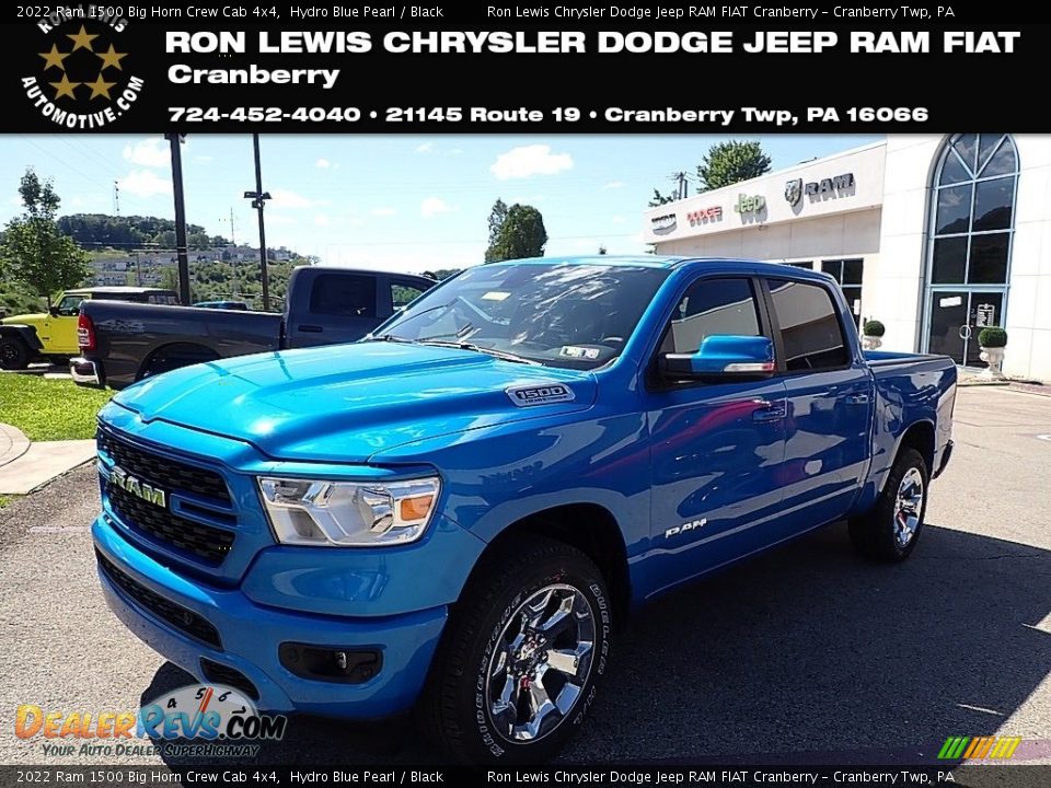 2022 Ram 1500 Big Horn Crew Cab 4x4 Hydro Blue Pearl / Black Photo #1