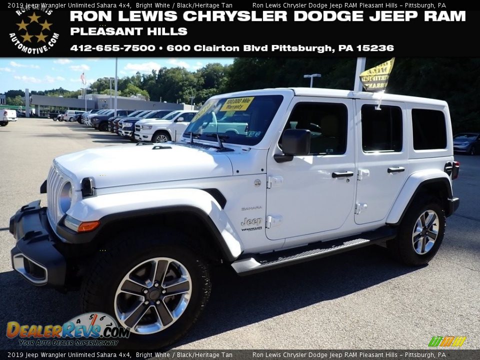 2019 Jeep Wrangler Unlimited Sahara 4x4 Bright White / Black/Heritage Tan Photo #1